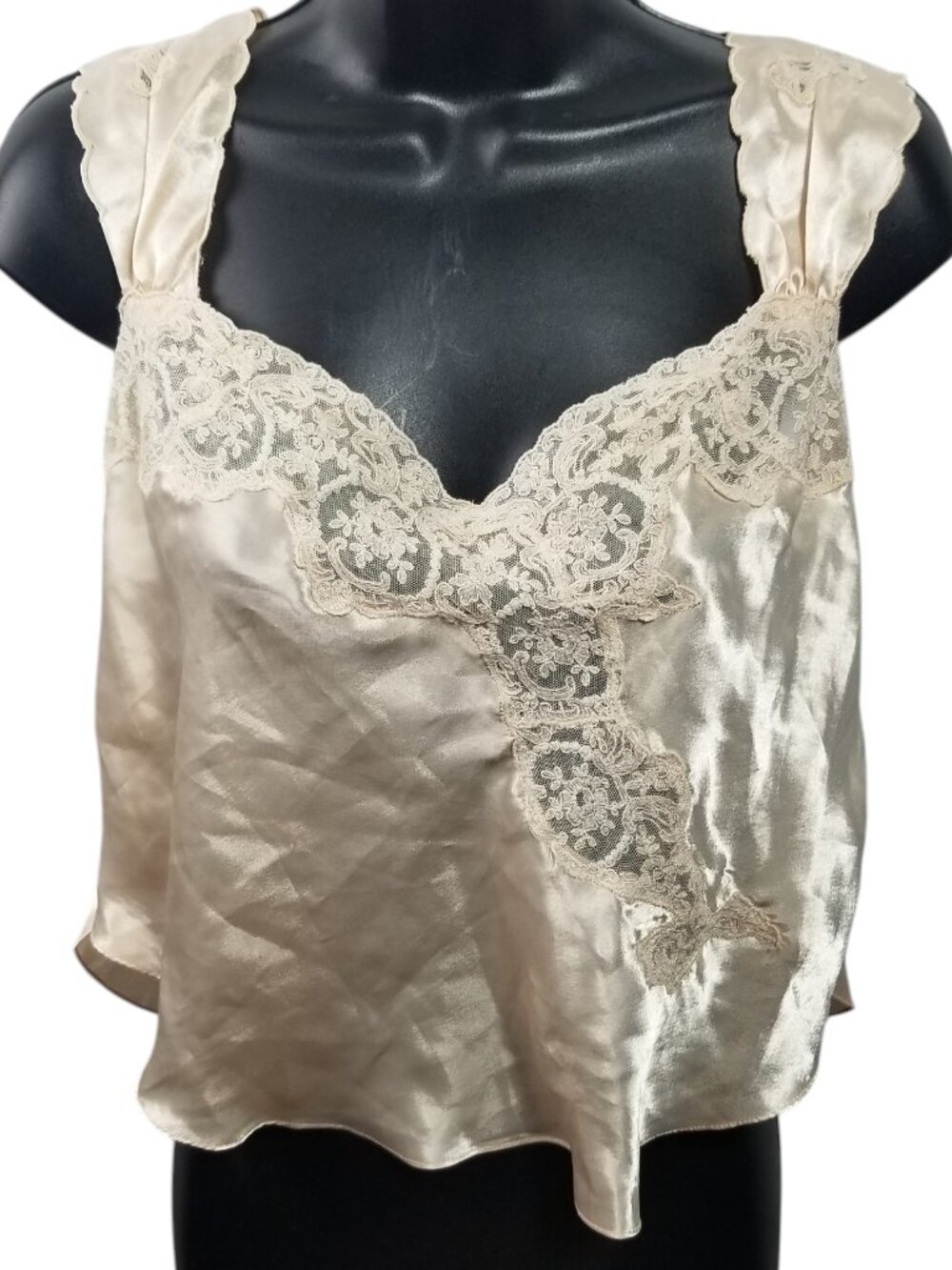 Vtg Victoria Secret Women's Pink Satin Lace Babydoll Cami Sz M